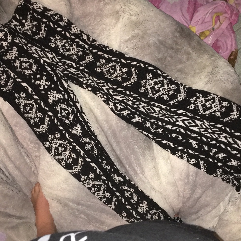 Black and white flare pants